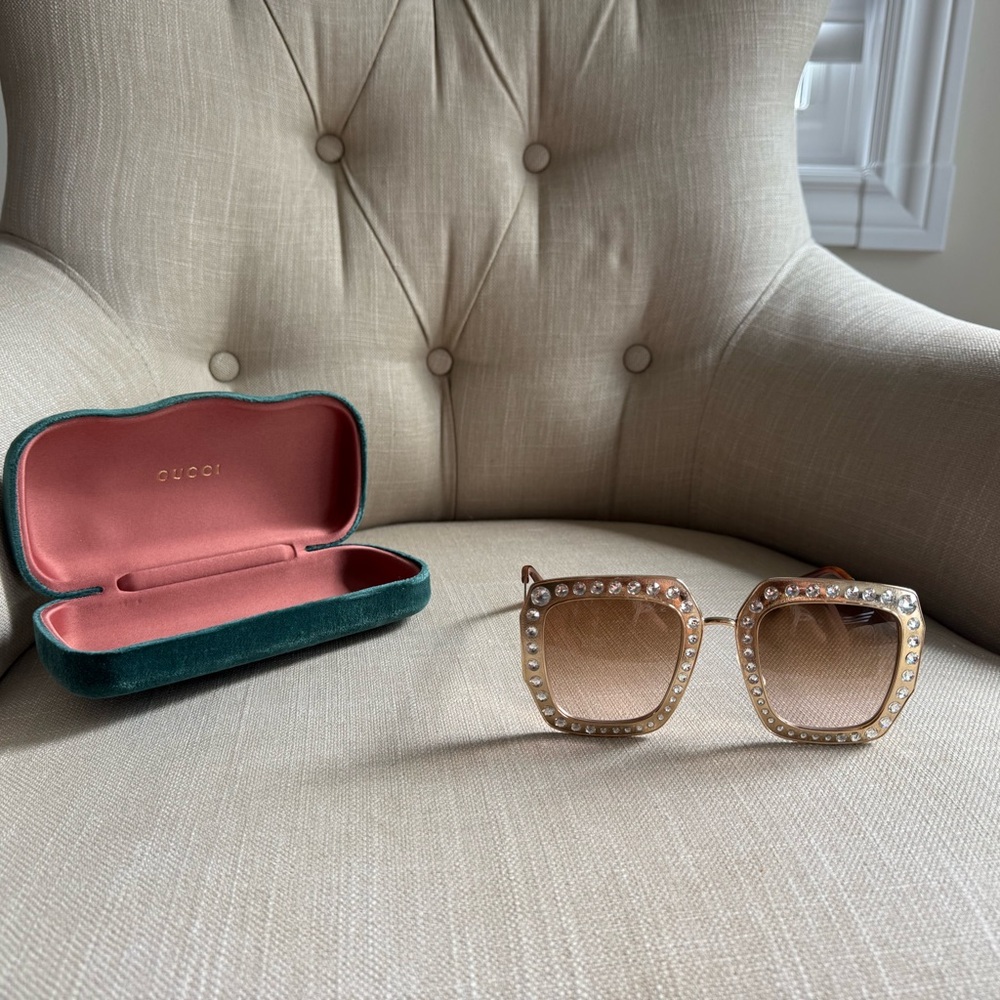 Gucci Gold Sunglasses with Crystal Details